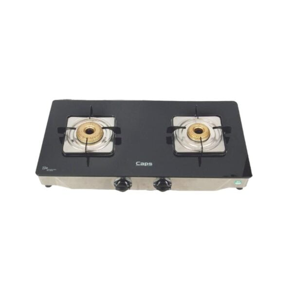 CONCH 2 Burner Gas Stove - Toughened 7mm Glass Slim Stainless Steel Body | Caps India